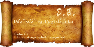 Dékány Boglárka névjegykártya