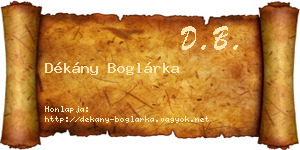 Dékány Boglárka névjegykártya